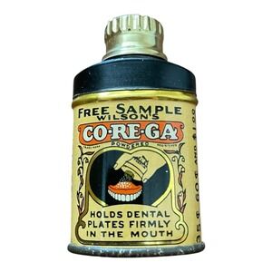 1920s Wilson's Co-Re-Ga Denture Powder Advertising Antique Tin – Sample Size